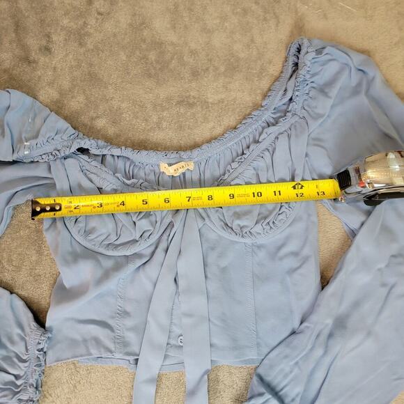 L.A. Hearts Corset Top S Blue Puff Sleeve Cottagecore - Picture 5 of 9